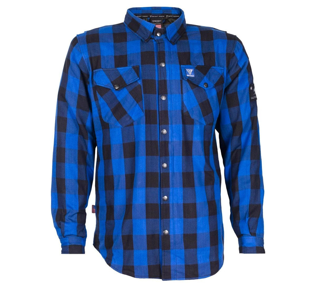 Protective Flannel Shirt - Blue Checkered with Pads - Build Kit Boards