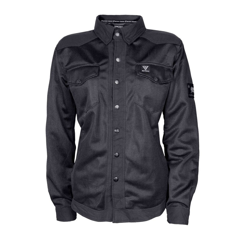 Protective Summer Mesh Shirt for Women - Black Solid with Pads - Build Kit Boards