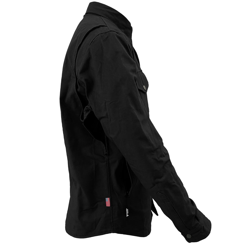 Protective Canvas Jacket for Men - Black Solid with Pads - Build Kit Boards