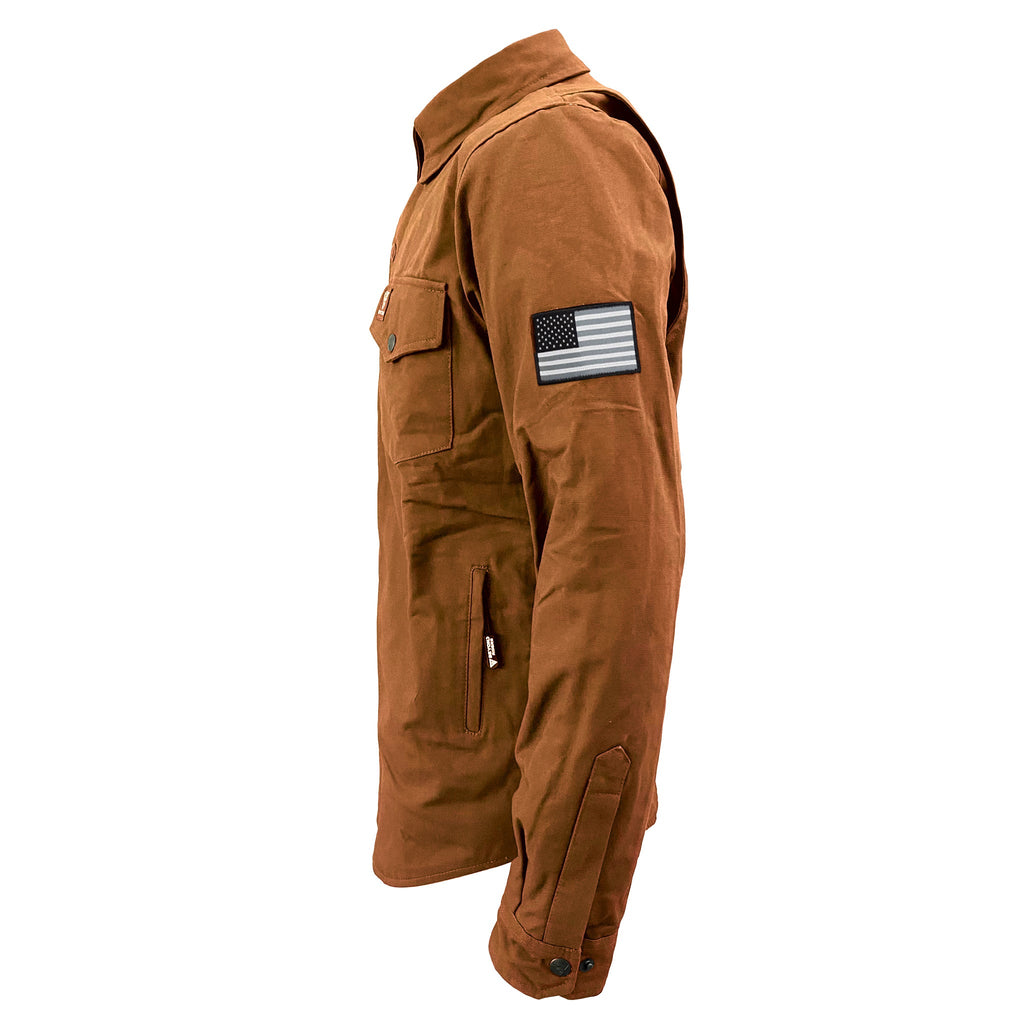 Protective Canvas Jacket for Men - Light Brown with Pads - Build Kit Boards