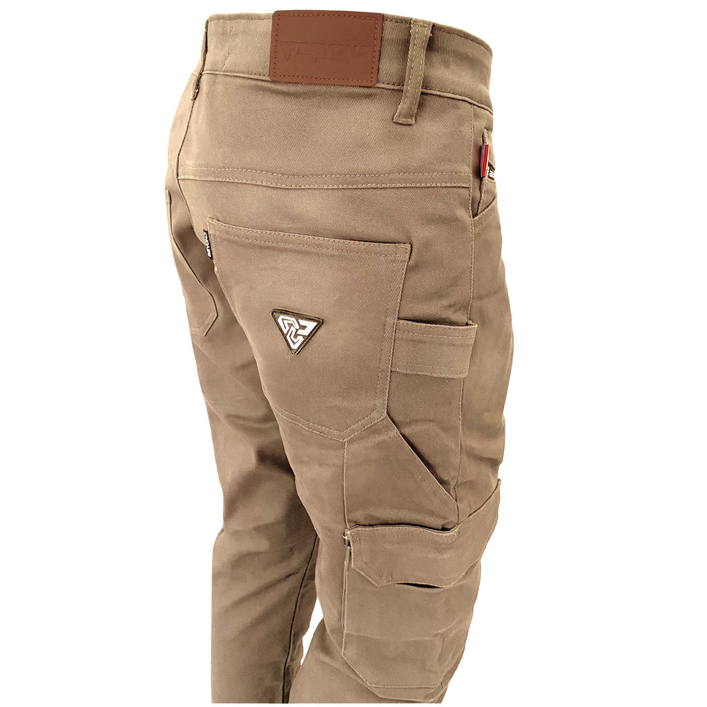 Straight Leg Cargo Pants - Khaki Solid with Pads - Build Kit Boards