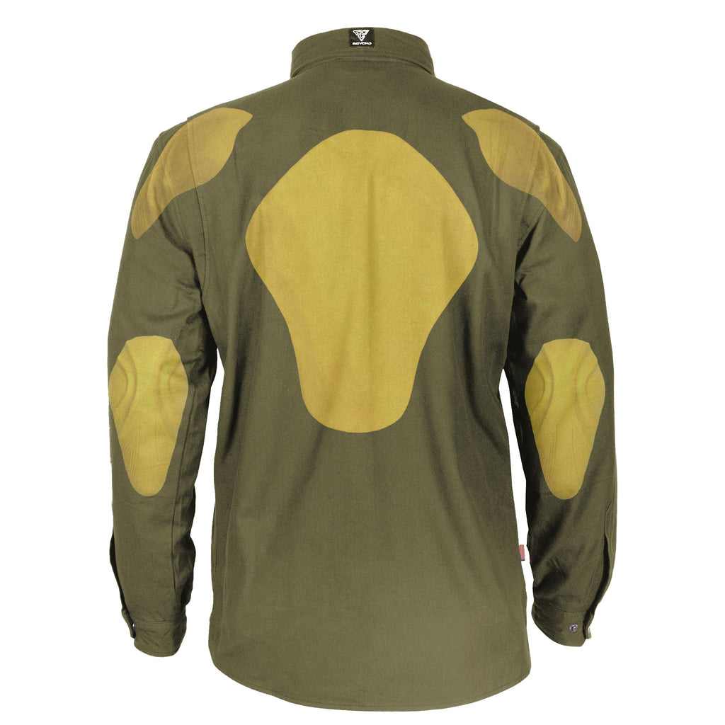 Protective Flannel Shirt - Army Green Solid with Pads | Build Kit Boards