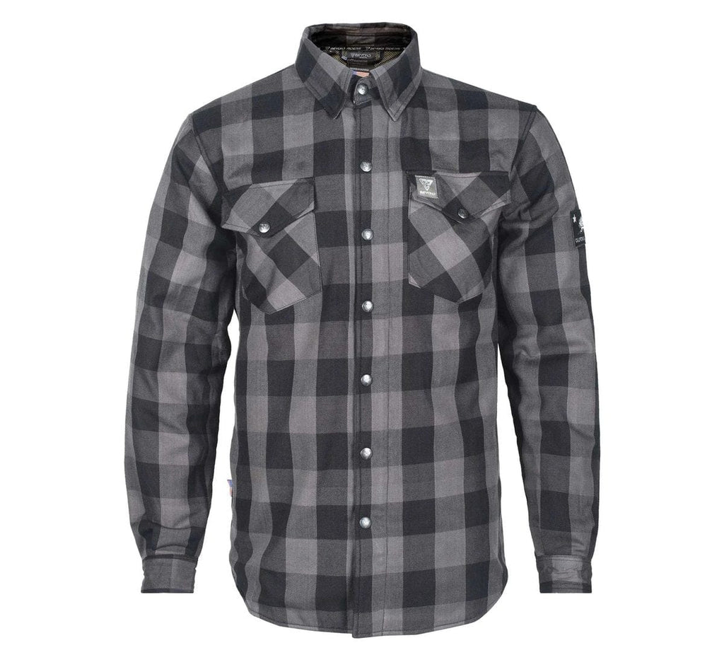 Protective Flannel Shirt - Grey Checkered with Pads - Build Kit Boards