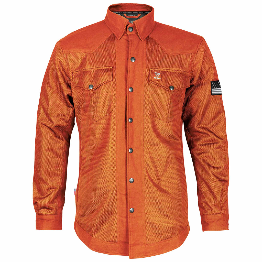 Protective Summer Mesh Shirt - Orange Solid with Pads - Build Kit Boards