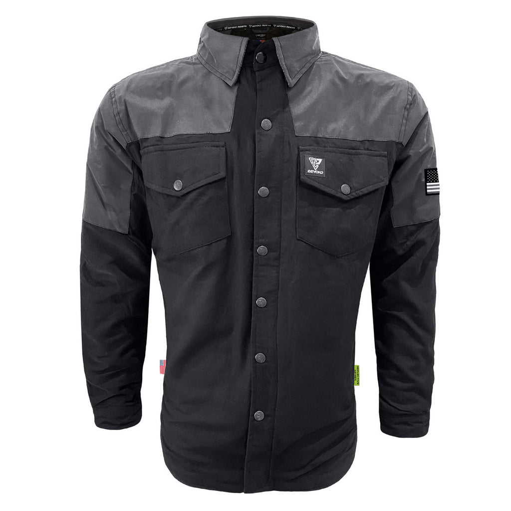 Flannel Reflective Shirt "Nightfall Nebula" - Black with Pads - Build Kit Boards