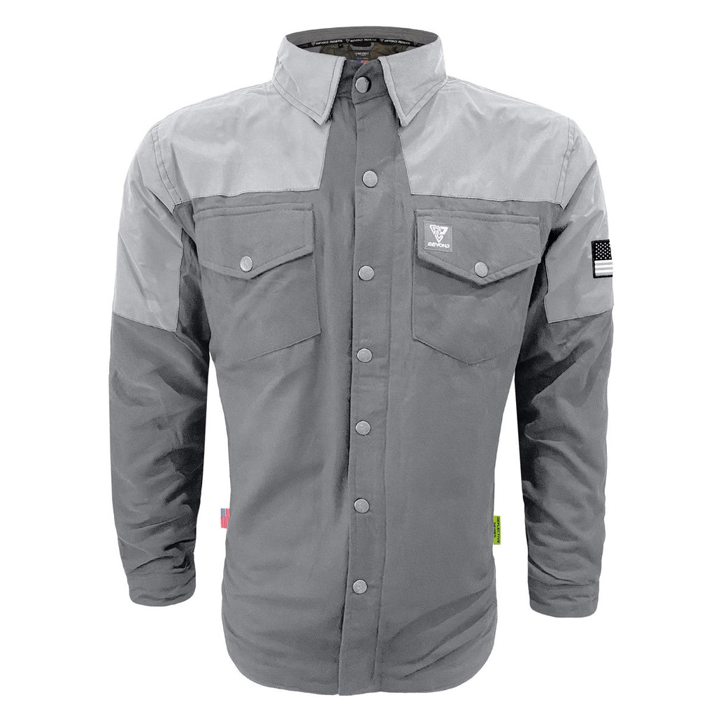 Flannel Reflective Shirt "Twilight Titanium" - Gray with Pads - Build Kit Boards