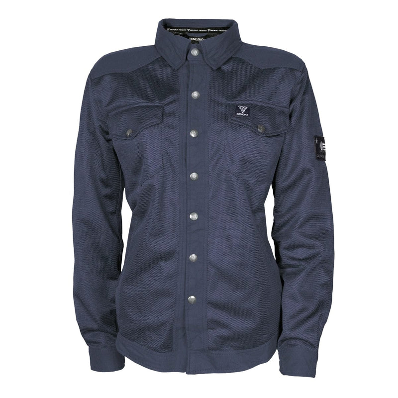 Protective Summer Mesh Shirt for Women - Dark Navy Blue Solid with Pads - Build Kit Boards