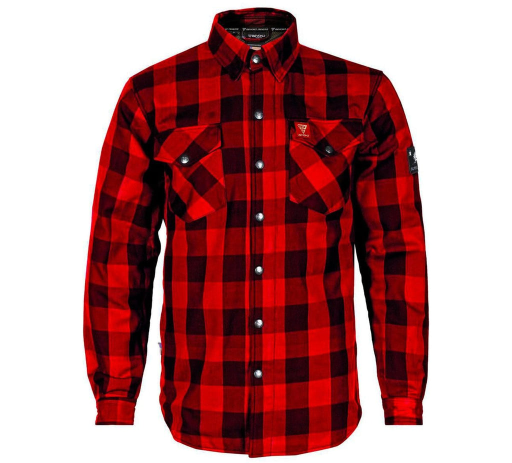 Protective Flannel Shirt - Red Checkered with Pads - Build Kit Boards