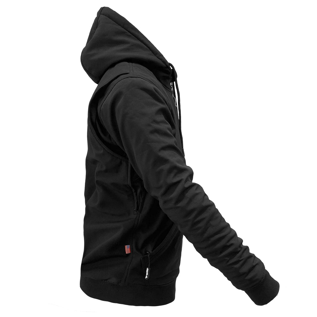 Protective SoftShell Unisex Hoodie - Black Matte with Pads - Build Kit Boards