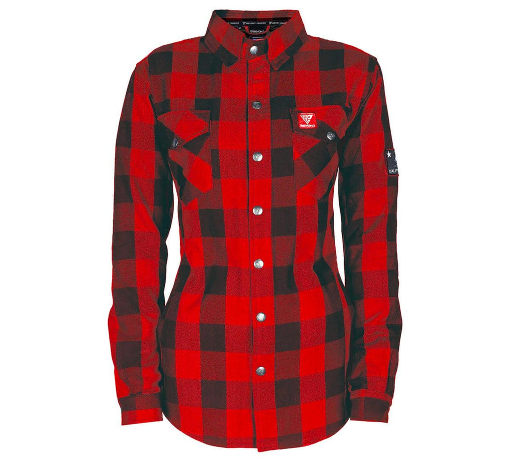 Protective Flannel Shirt for Women - Red Checkered with Pads - Build Kit Boards