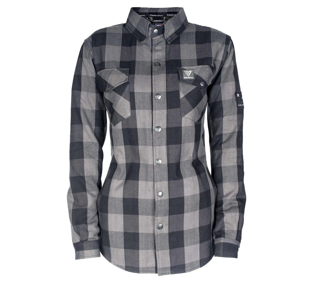 Protective Flannel Shirt for Women - Grey Checkered with Pads - Build Kit Boards