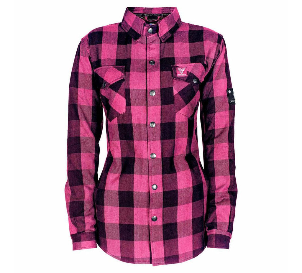 Protective Flannel Shirt for Women - Pink Checkered with Pads - Build Kit Boards