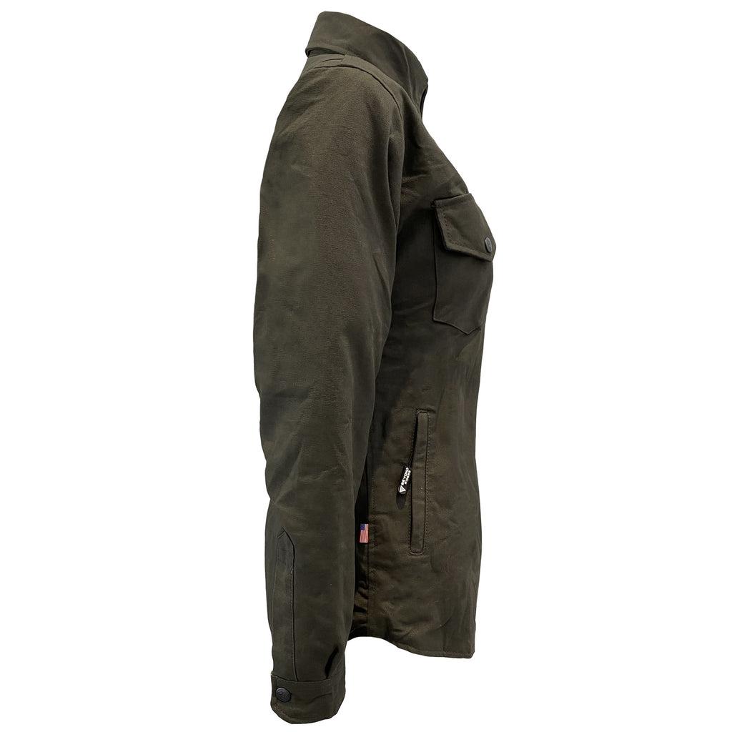 Protective Canvas Jacket for Women Army Green with Pads