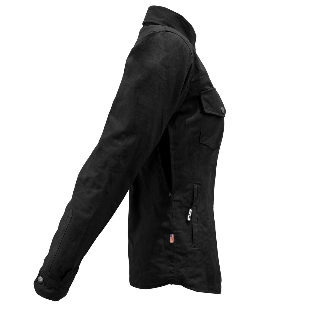 Protective Canvas Jacket for Women - Black with Pads - Build Kit Boards