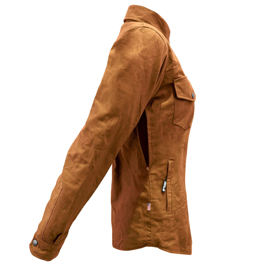 Protective Canvas Jacket for Women - Light Brown with Pads - Build Kit Boards