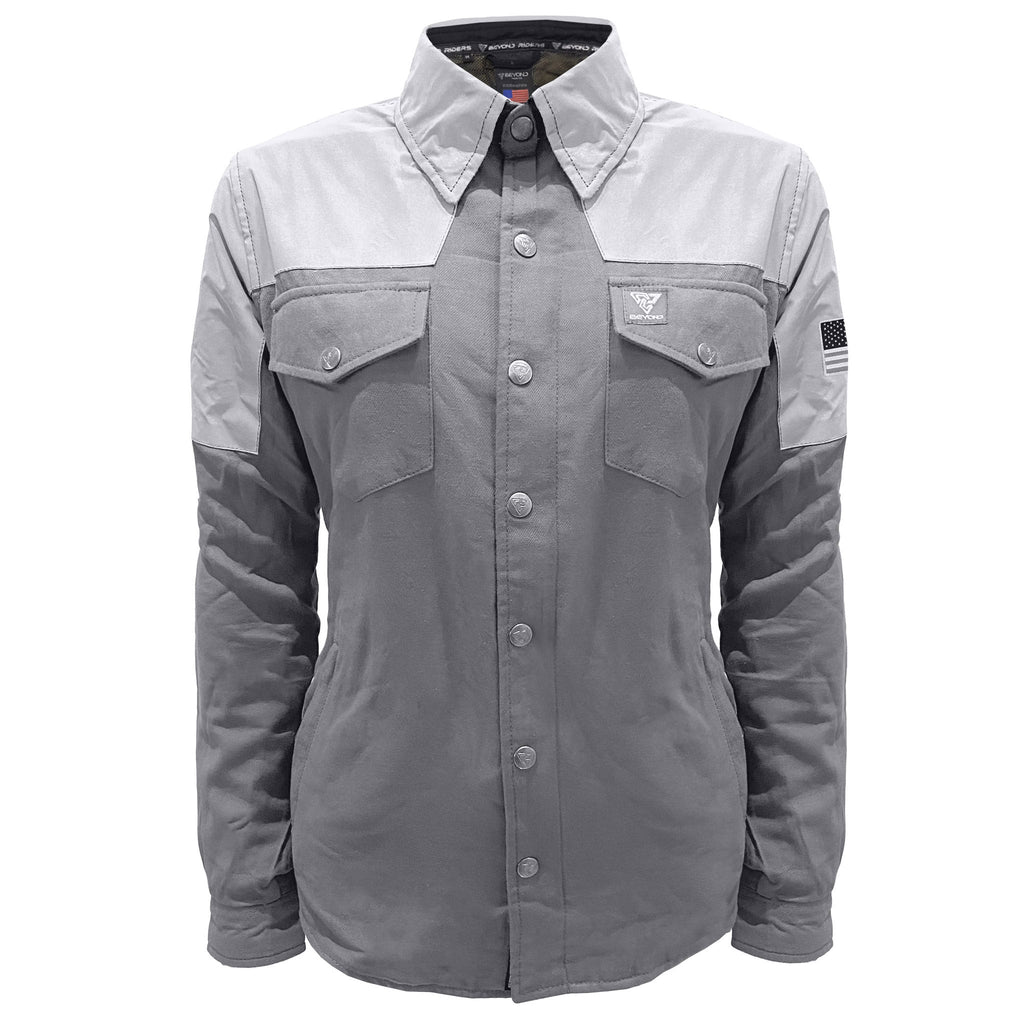 Flannel Reflective Shirt "Twilight Titanium" for Women - Grey with Pads - Build Kit Boards